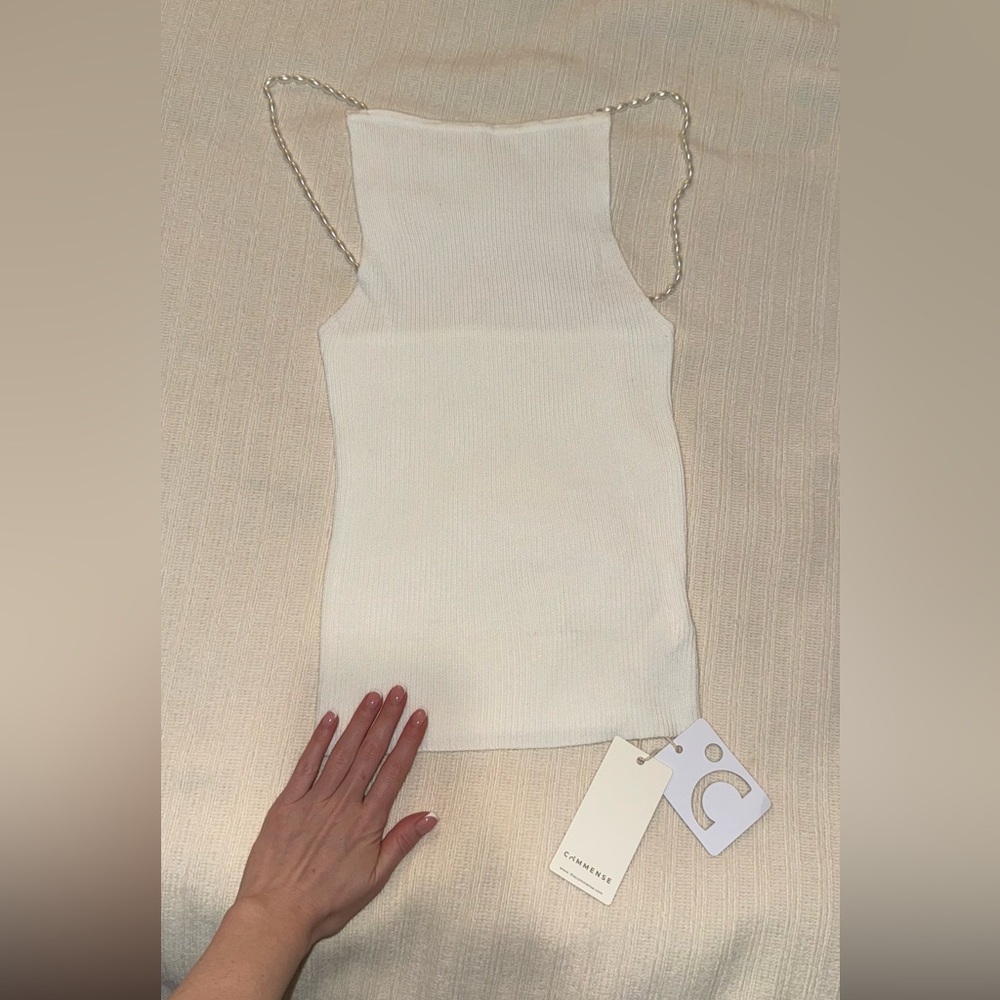 NWT Commense Cream Ribbed Tank Top